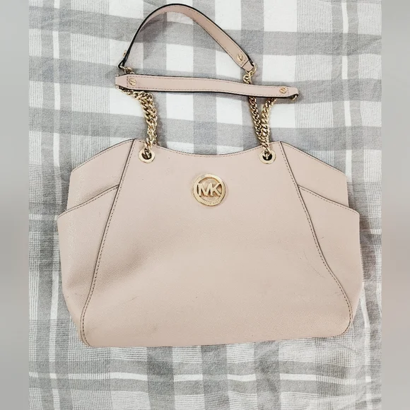 MICHAEL KORS Jet Set Travel Leather Ballet Blush LG Chain Shoulder Tote Bag - Picture 1 of 9